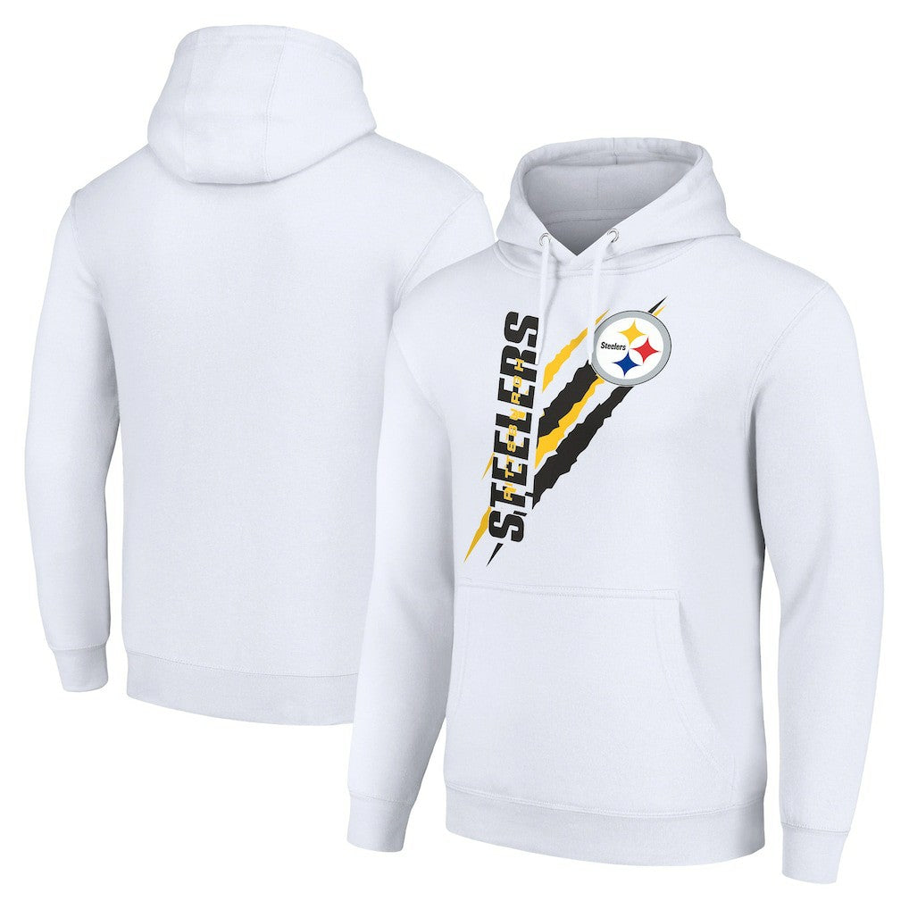 Pittsburgh Steelers Starter Unisex Color Scratch Fleece Pullover Hoodie White