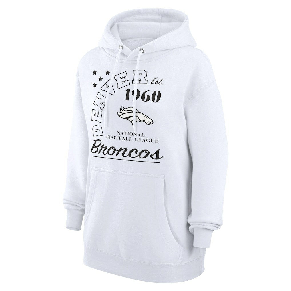 Denver Broncos Starter Unisex Arch Team Fleece Pullover Hoodie White