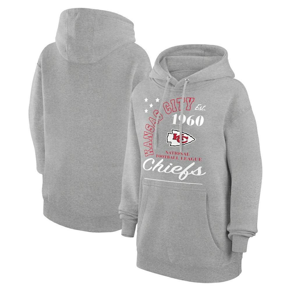 Kansas City Chiefs Starter Unisex Arch Team Fleece Pullover Hoodie Heather Gray
