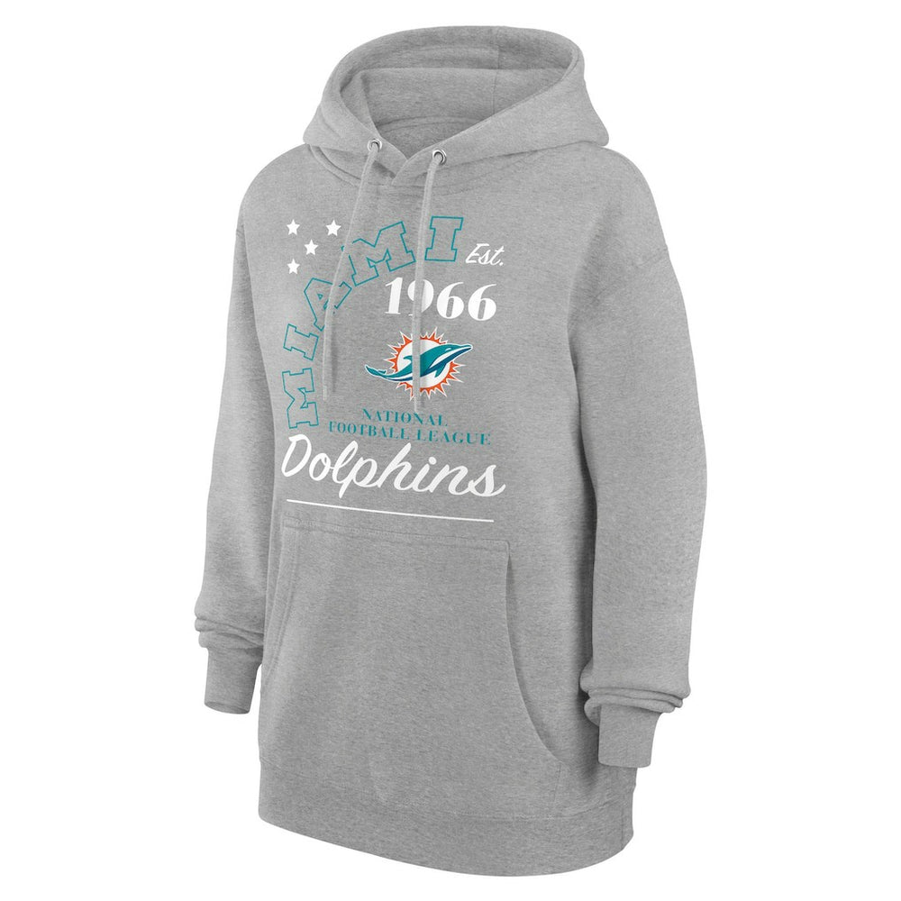 Miami Dolphins Starter Unisex Arch Team Fleece Pullover Hoodie Heather Gray