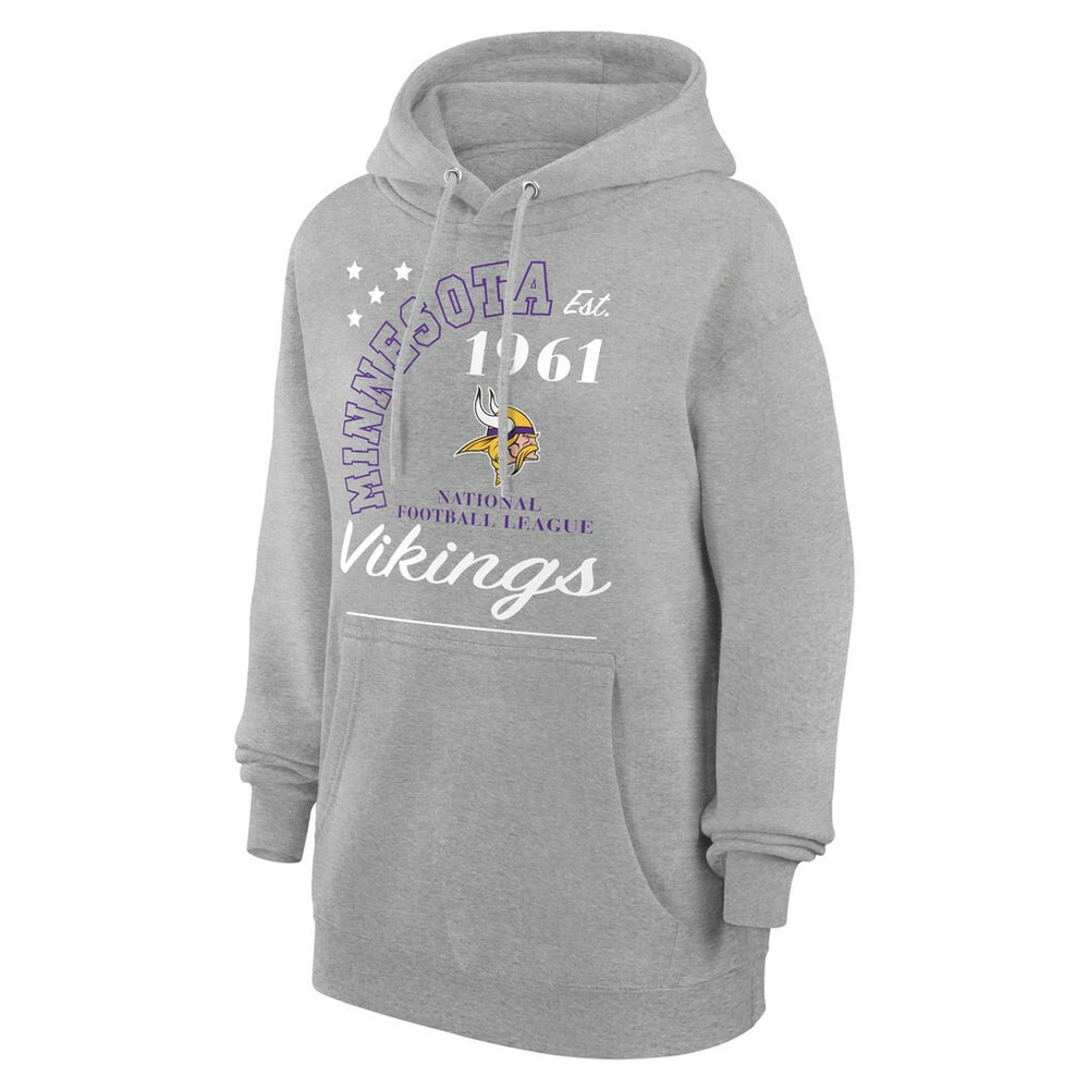Minnesota Vikings Starter Unisex Arch Team Fleece Pullover Hoodie Heather Gray
