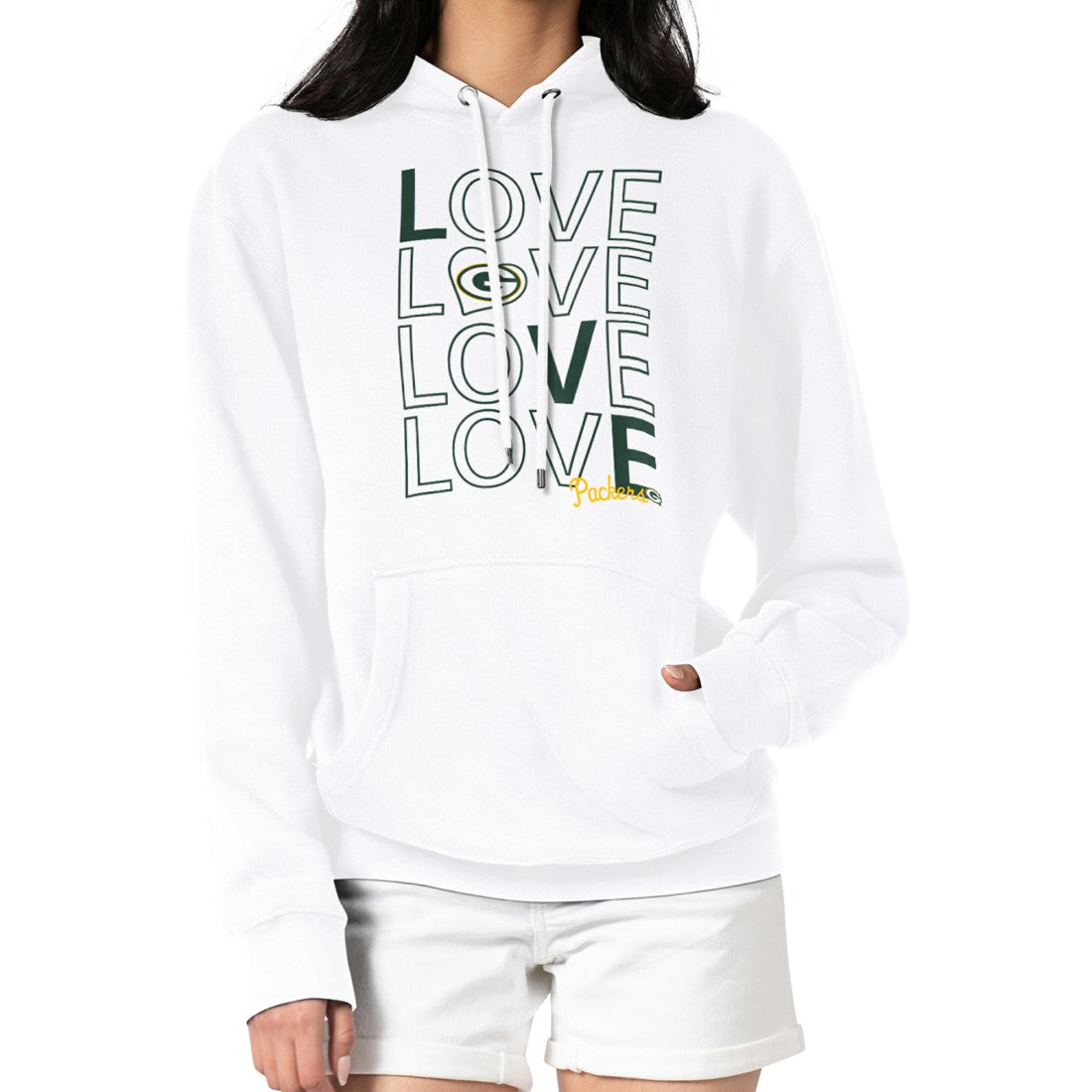 Green Bay Packers G-III 4Her by Carl Banks Women's Love Graphic Pullover Hoodie White