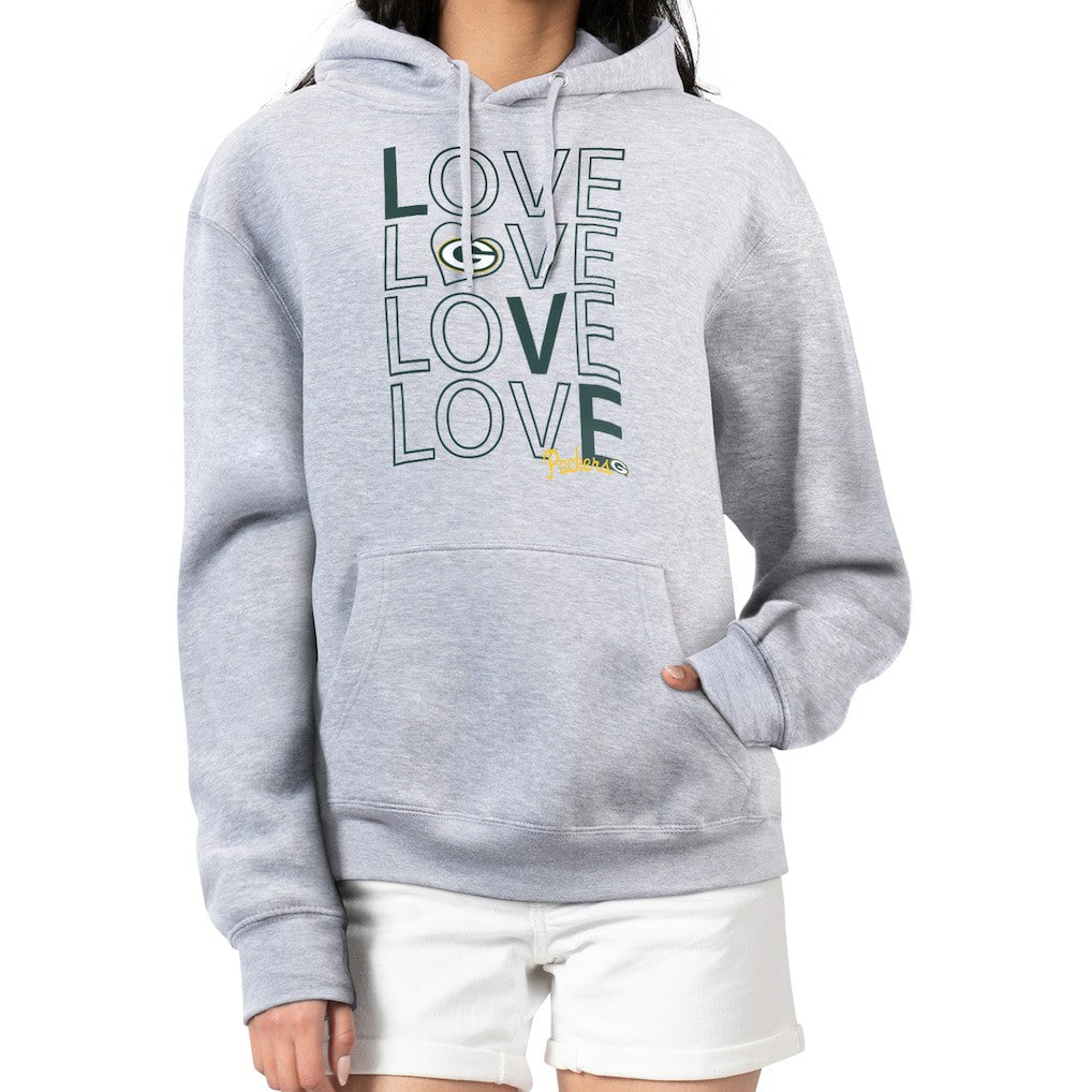 Green Bay Packers G-III 4Her by Carl Banks Women's Love Graphic Pullover Hoodie Heather Gray