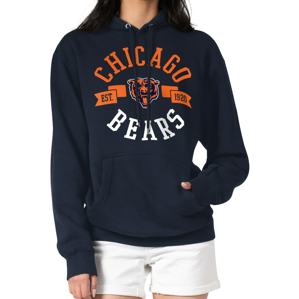 Chicago Bears G-III 4Her by Carl Banks Women's City Graphic Team Fleece Pullover Hoodie Navy