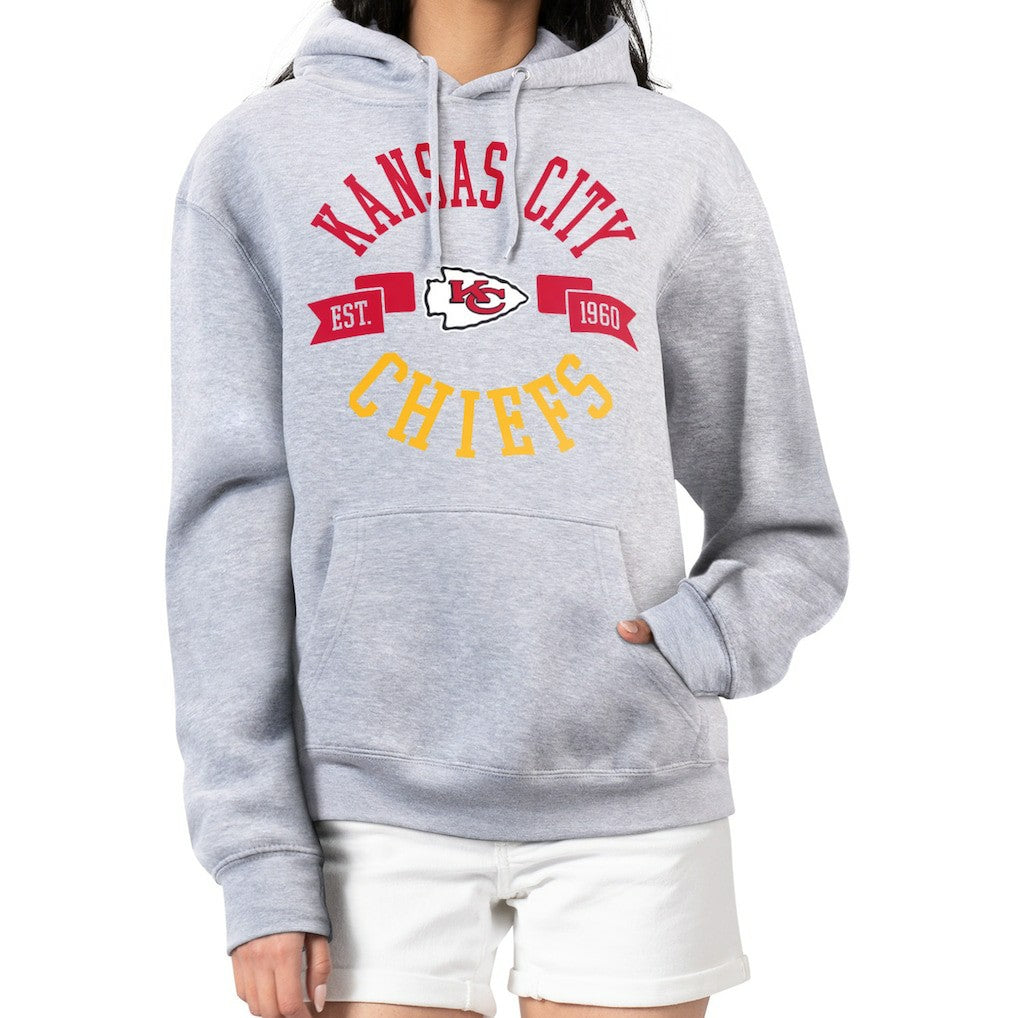 Kansas City Chiefs G-III 4Her by Carl Banks Women's City Graphic Team Fleece Pullover Hoodie Heather Gray