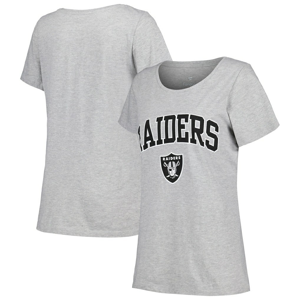 Las Vegas Raiders Women's Plus Size Arch Over Logo T-Shirt Heather Gray