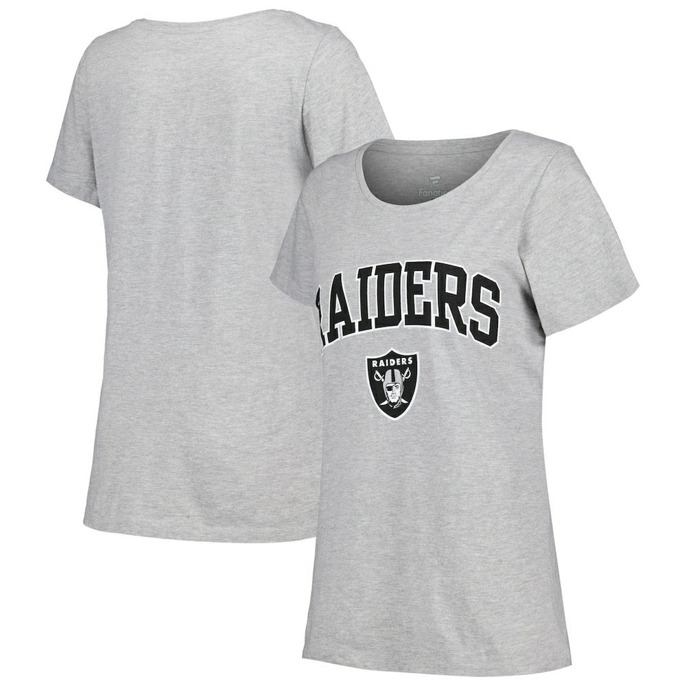 Las Vegas Raiders Women's Plus Size Arch Over Logo T-Shirt Heather Gray