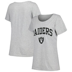 Las Vegas Raiders Women's Plus Size Arch Over Logo T-Shirt Heather Gray