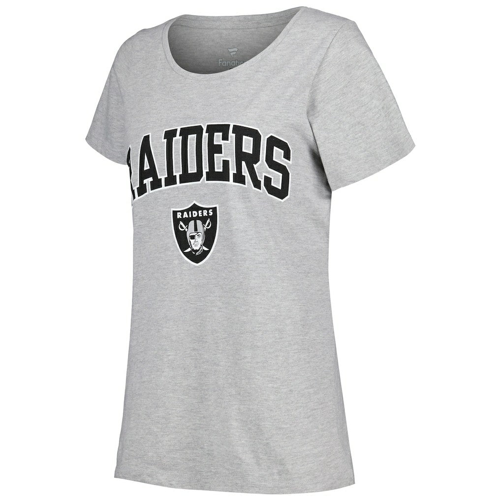 Las Vegas Raiders Women's Plus Size Arch Over Logo T-Shirt Heather Gray