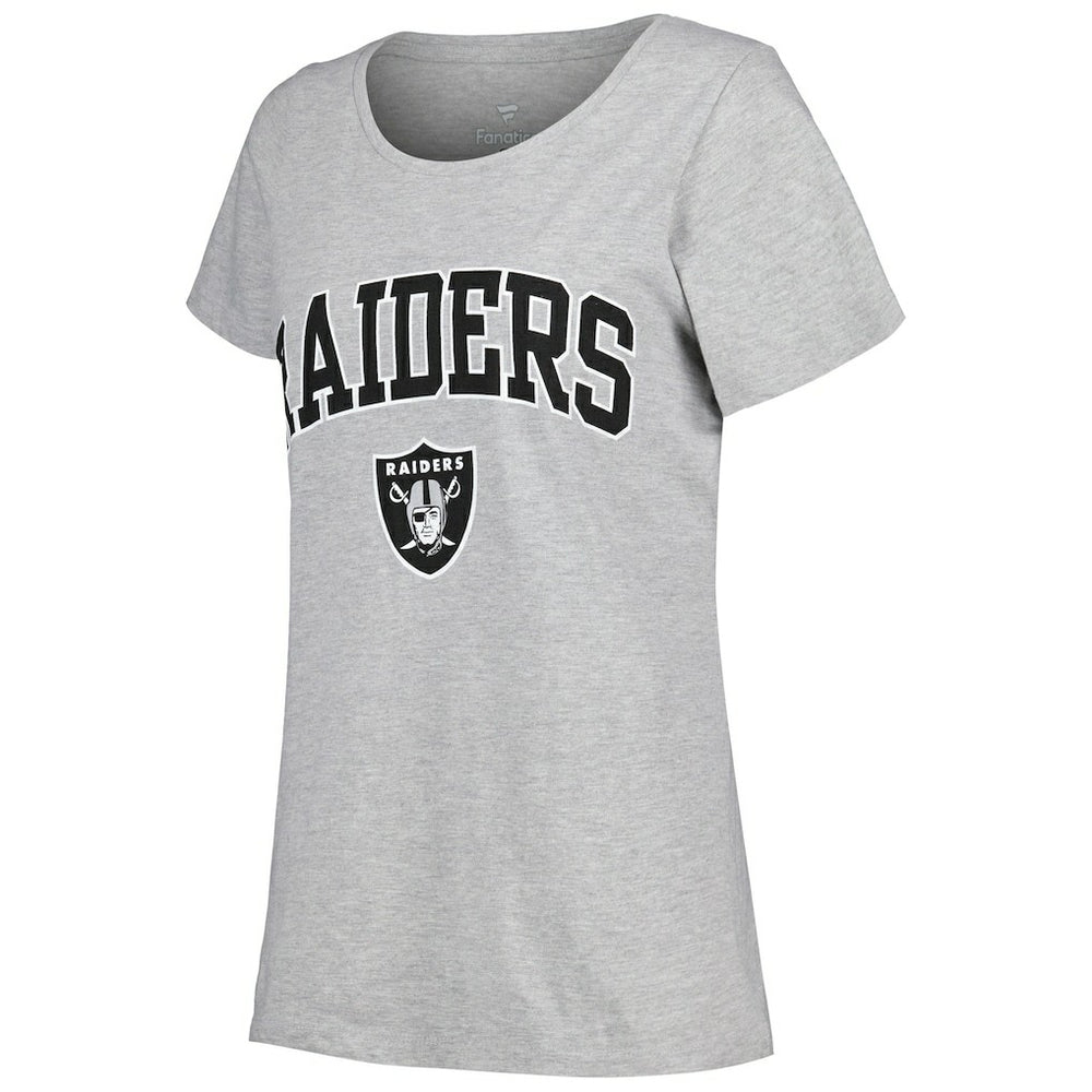 Las Vegas Raiders Women's Plus Size Arch Over Logo T-Shirt Heather Gray