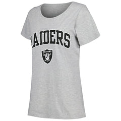 Las Vegas Raiders Women's Plus Size Arch Over Logo T-Shirt Heather Gray