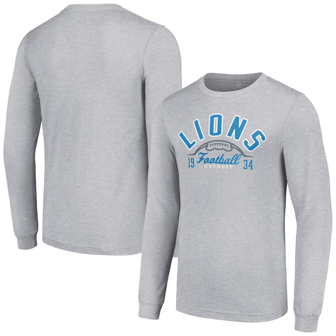 Detroit Lions Starter Half Ball Team Long Sleeve T-Shirt Heather Gray