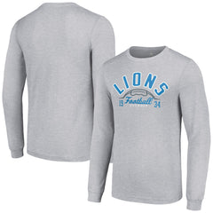 Detroit Lions Starter Half Ball Team Long Sleeve T-Shirt Heather Gray