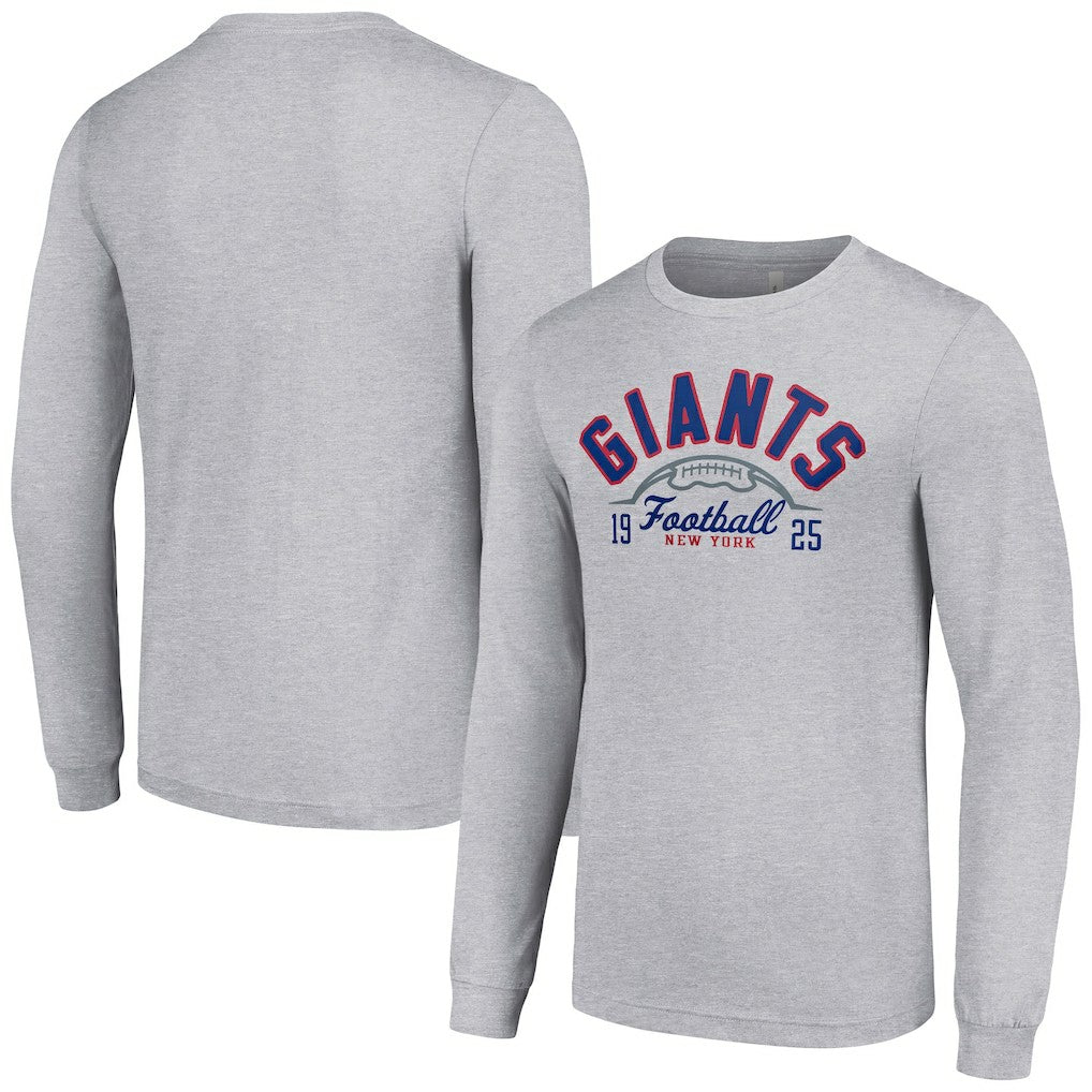 New York Giants Starter Half Ball Team Long Sleeve T-Shirt Heather Gray