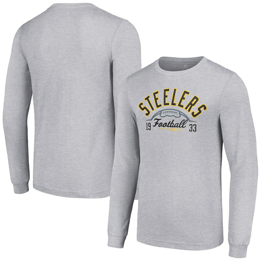 Pittsburgh Steelers Starter Half Ball Team Long Sleeve T-Shirt Heather Gray