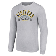 Pittsburgh Steelers Starter Half Ball Team Long Sleeve T-Shirt Heather Gray