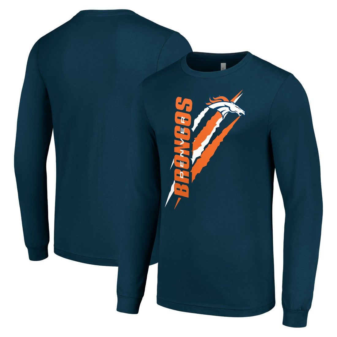 Denver Broncos Starter Color Scratch Long Sleeve T-Shirt Navy