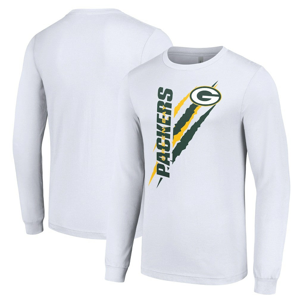 Green Bay Packers Starter Color Scratch Long Sleeve T-Shirt White