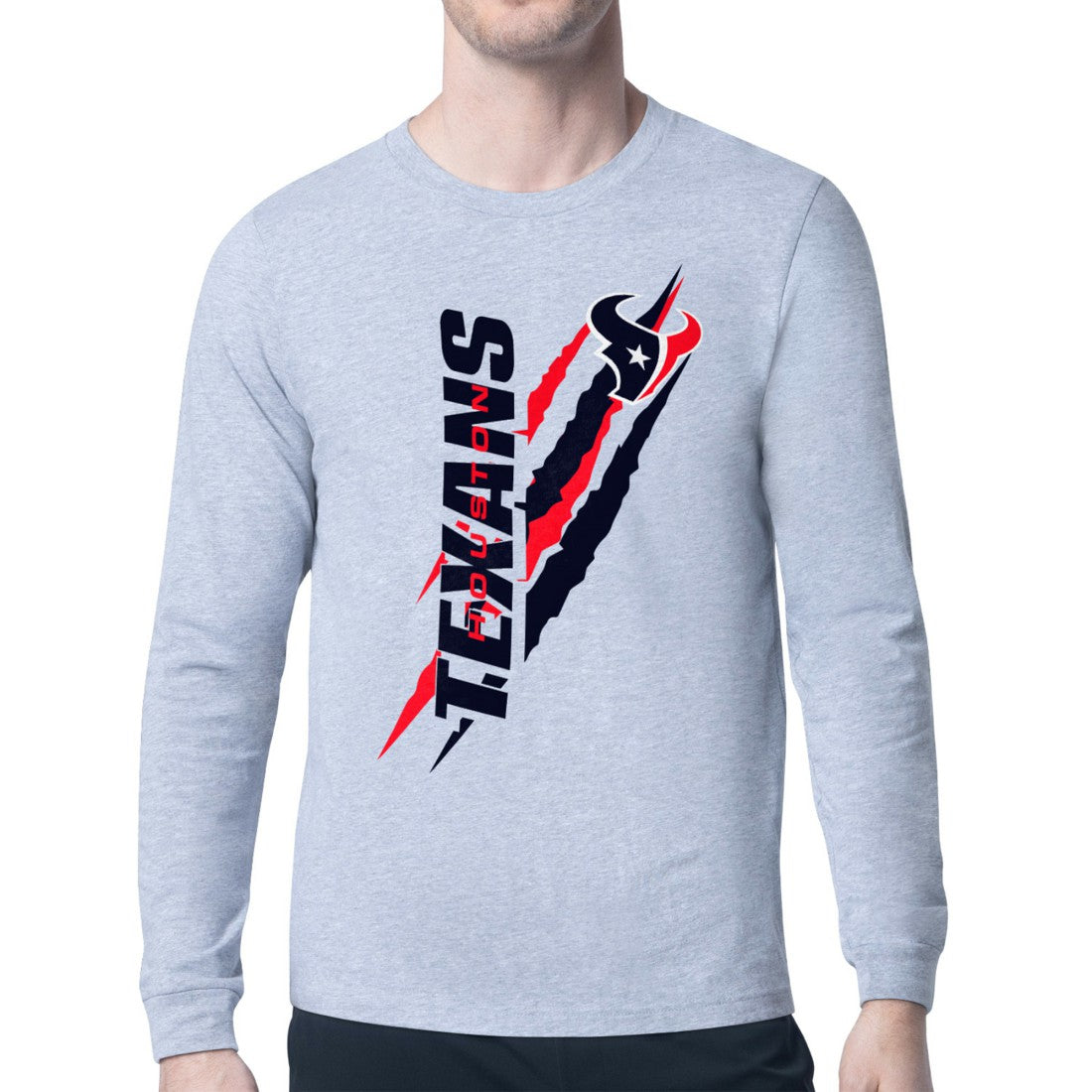 Houston Texans Starter Color Scratch Long Sleeve T-Shirt Heather Gray