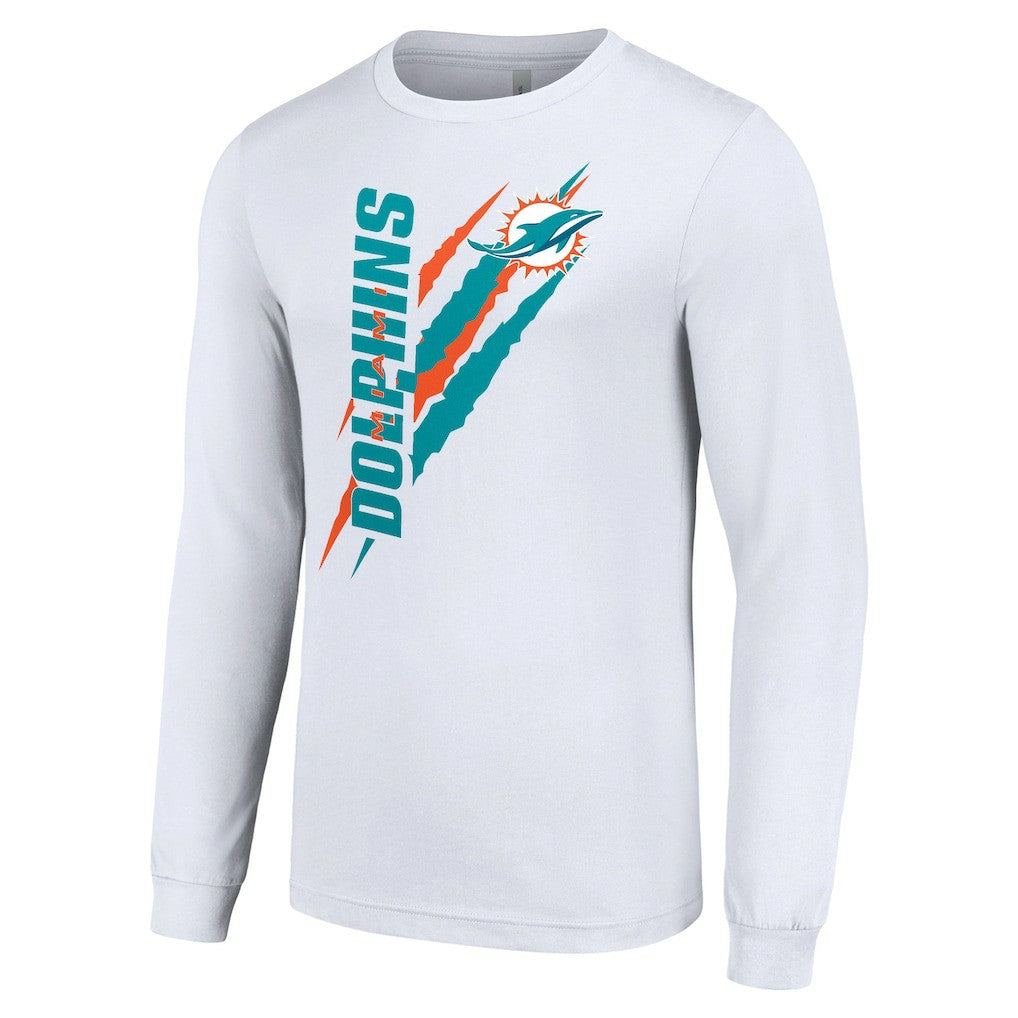 Miami Dolphins Starter Color Scratch Long Sleeve T-Shirt White