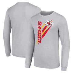 Kansas City Chiefs Starter Color Scratch Long Sleeve T-Shirt Heather Gray