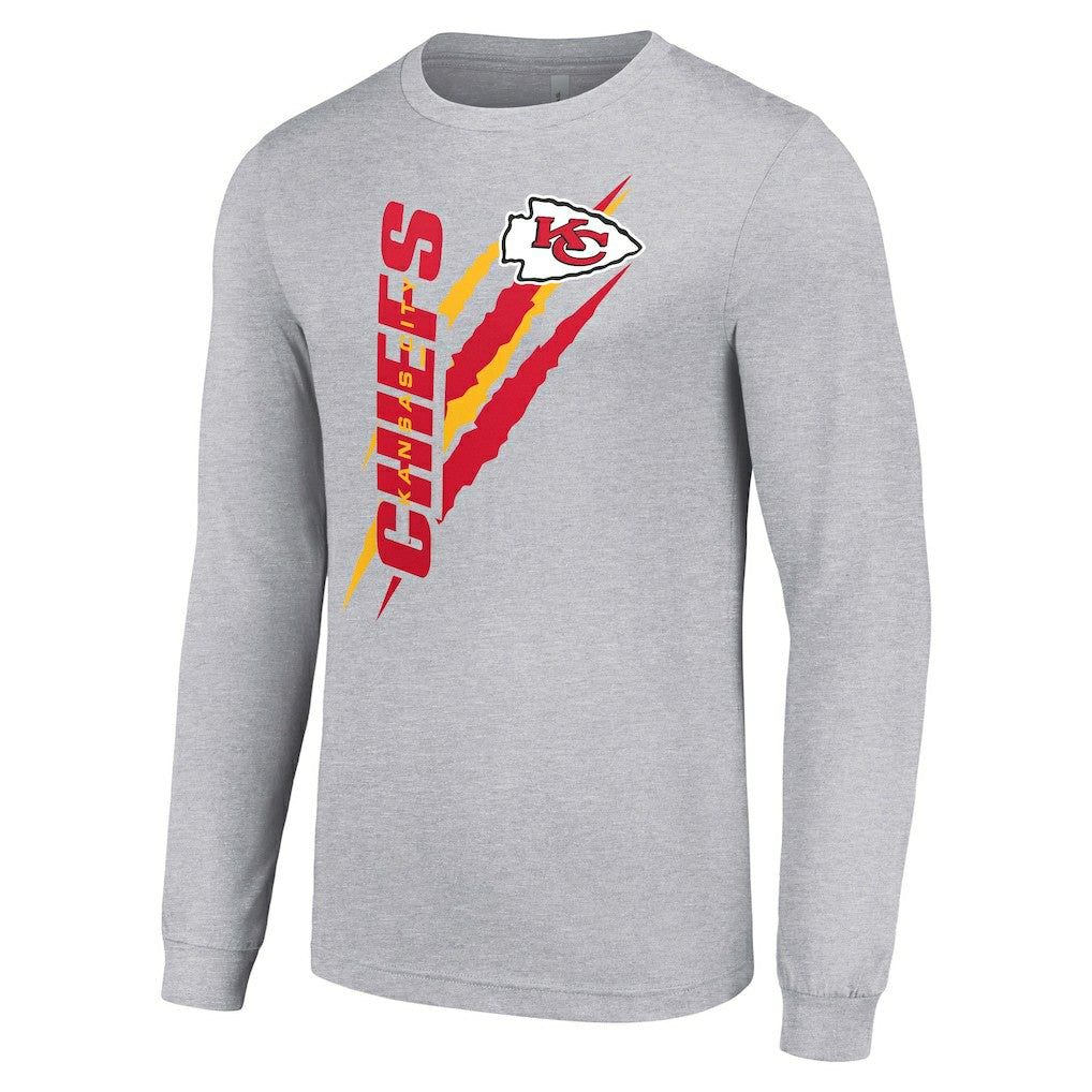 Kansas City Chiefs Starter Color Scratch Long Sleeve T-Shirt Heather Gray