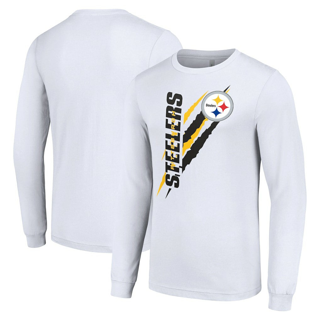 Pittsburgh Steelers Starter Color Scratch Long Sleeve T-Shirt White