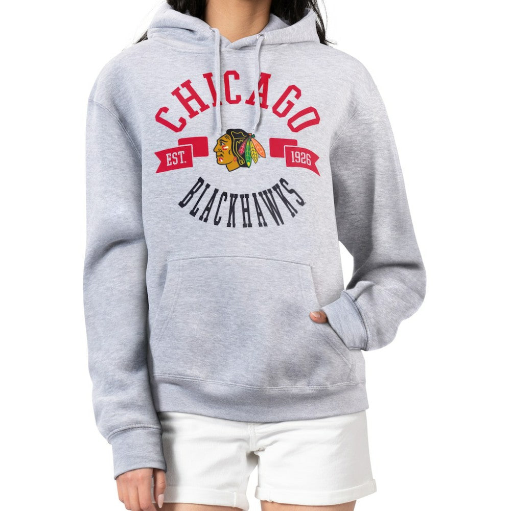 NHL Chicago Blackhawks G-III 4Her by Carl Banks Women's City Graphic Fleece Pullover Hoodie - Heather Gray