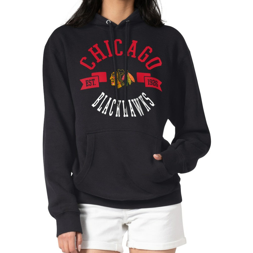 NHL Chicago Blackhawks G-III 4Her by Carl Banks Women's City Graphic Fleece Pullover Hoodie - Black