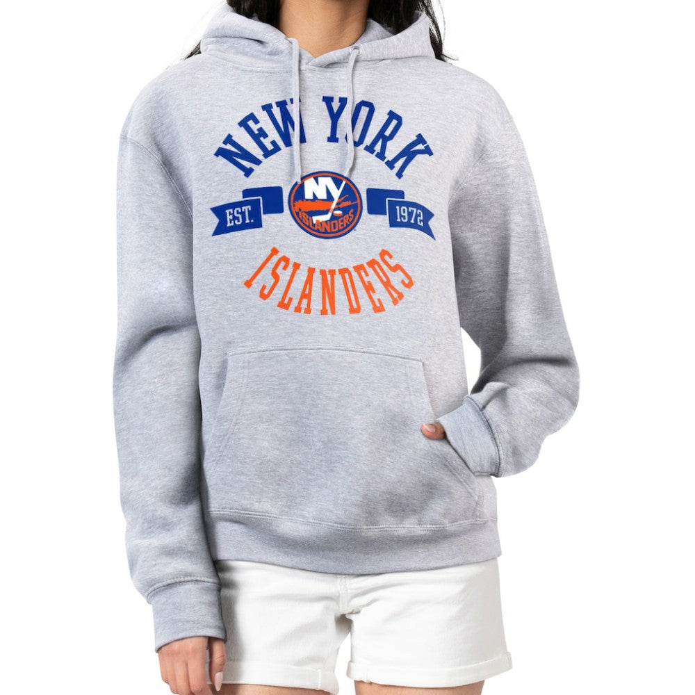 NHL New York Islanders G-III 4Her by Carl Banks Women's City Graphic Fleece Pullover Hoodie - Heather Gray