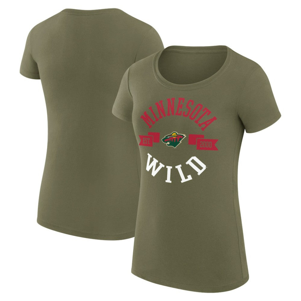 NHL Minnesota Wild G-III 4Her by Carl Banks Women's Super-Slim Fit Lightweight City Graphic Sport Crewneck T-Shirt - Green