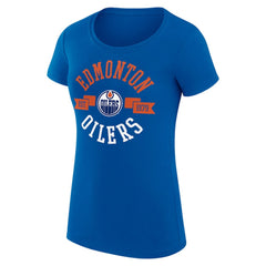 NHL Edmonton Oilers G-III 4Her by Carl Banks Women's Super-Slim Fit Lightweight City Graphic Sport Crewneck T-Shirt - Royal