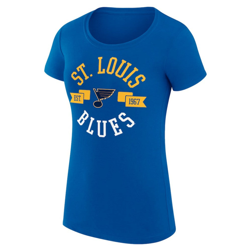 NHL St. Louis Blues G-III 4Her by Carl Banks Women's Super-Slim Fit Lightweight City Graphic Sport Crewneck T-Shirt - Royal
