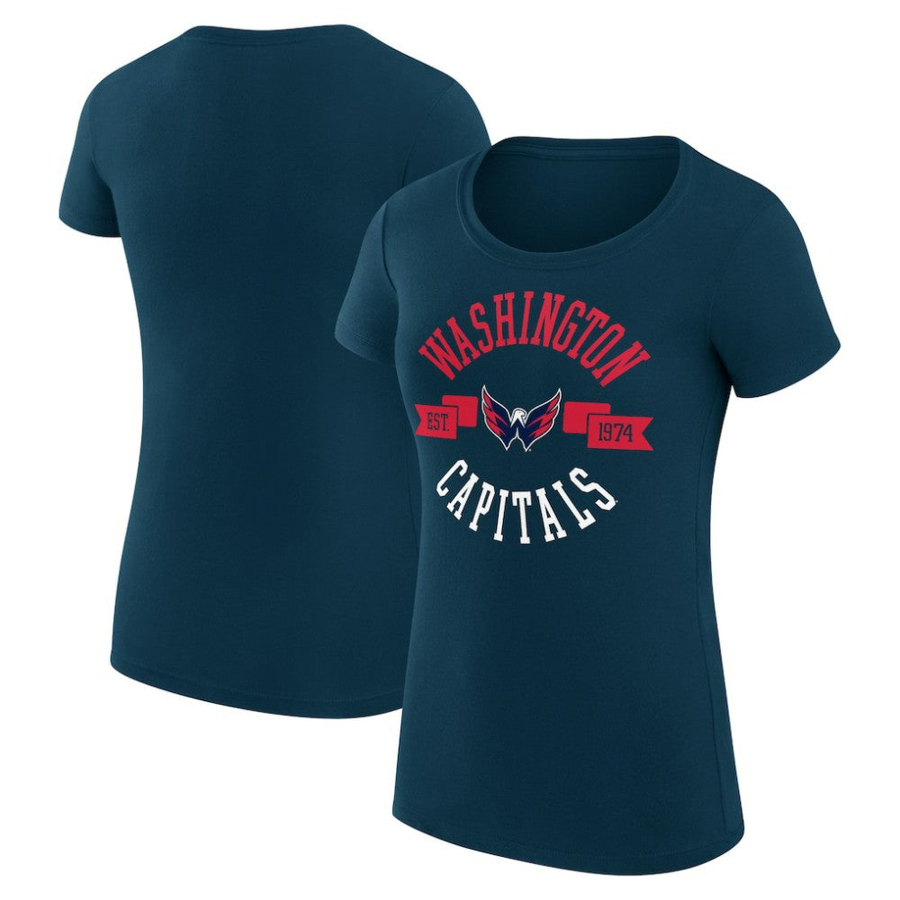 NHL Washington Capitals G-III 4Her by Carl Banks Women's Super-Slim Fit Lightweight City Graphic Sport Crewneck T-Shirt - Navy