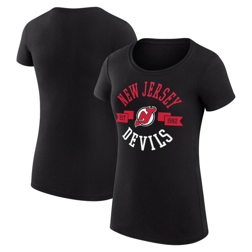 NHL New Jersey Devils G-III 4Her by Carl Banks Women's Super-Slim Fit Lightweight City Graphic Sport Crewneck T-Shirt - Black