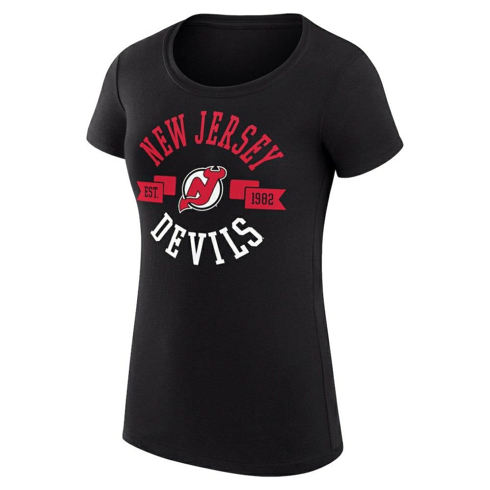 NHL New Jersey Devils G-III 4Her by Carl Banks Women's Super-Slim Fit Lightweight City Graphic Sport Crewneck T-Shirt - Black