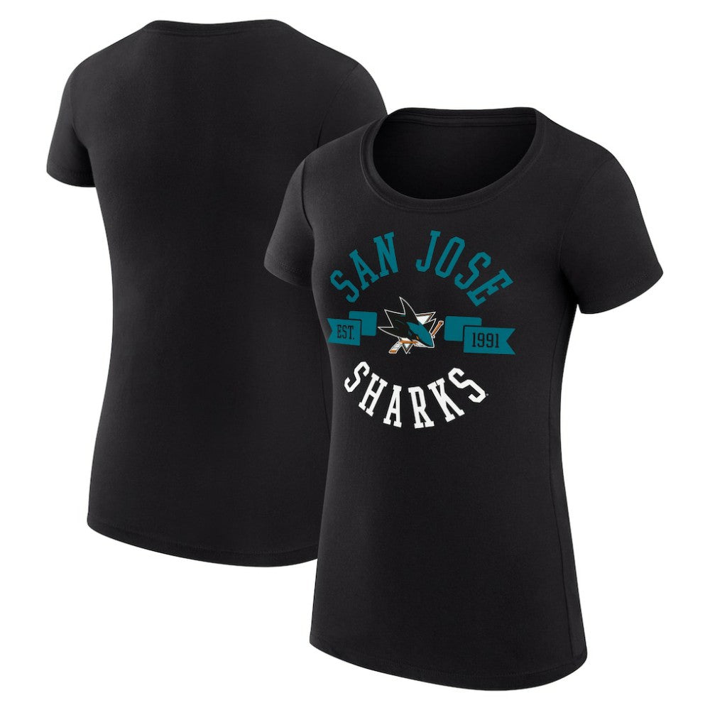 NHL San Jose Sharks G-III 4Her by Carl Banks Women's Super-Slim Fit Lightweight City Graphic Sport Crewneck T-Shirt - Black