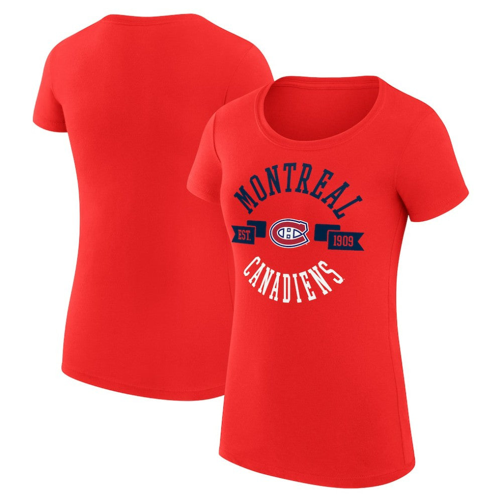 NHL Montreal Canadiens G-III 4Her by Carl Banks Women's Super-Slim Fit Lightweight City Graphic Sport Crewneck T-Shirt - Red