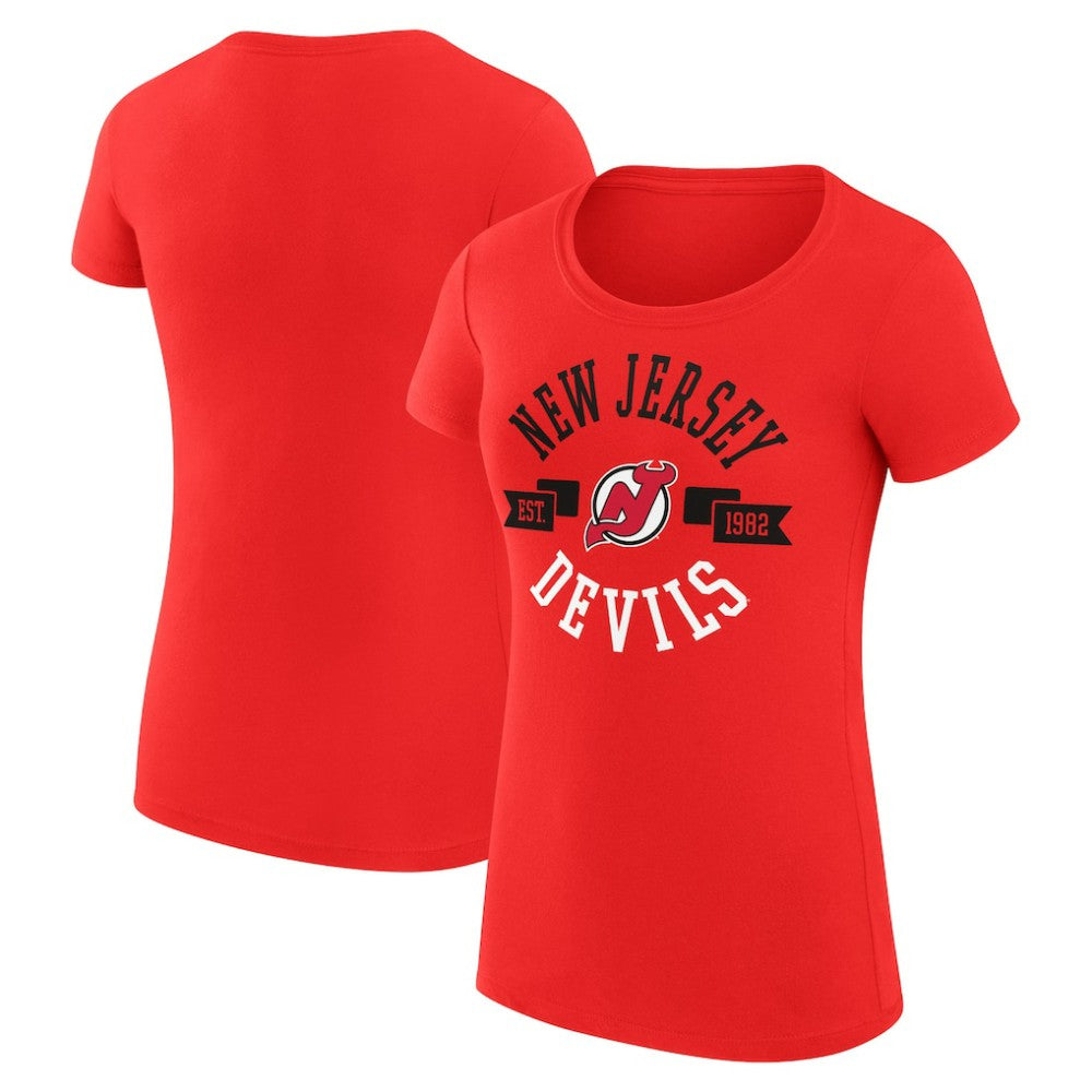NHL New Jersey Devils G-III 4Her by Carl Banks Women's Super-Slim Fit Lightweight City Graphic Sport Crewneck T-Shirt - Red
