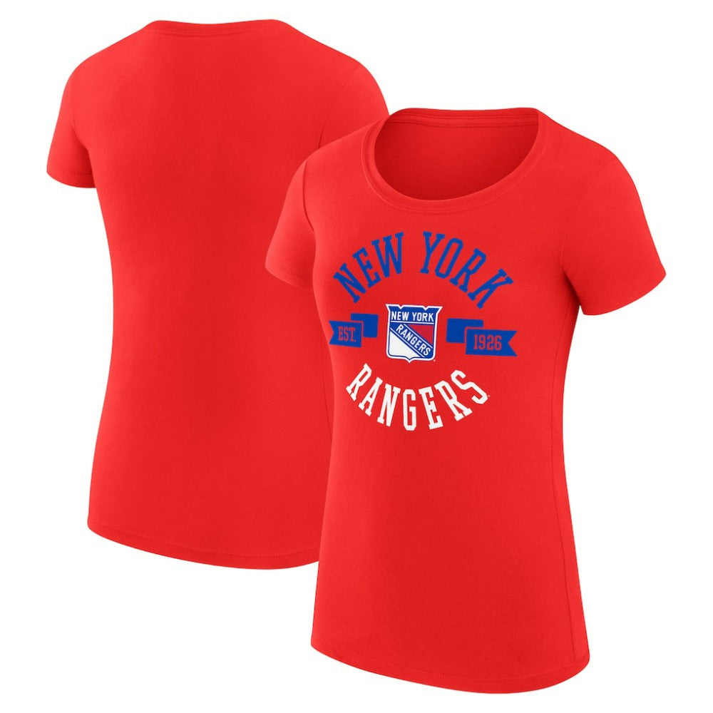 NHL New York Rangers G-III 4Her by Carl Banks Women's Super-Slim Fit Lightweight City Graphic Sport Crewneck T-Shirt - Red