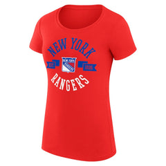 NHL New York Rangers G-III 4Her by Carl Banks Women's Super-Slim Fit Lightweight City Graphic Sport Crewneck T-Shirt - Red