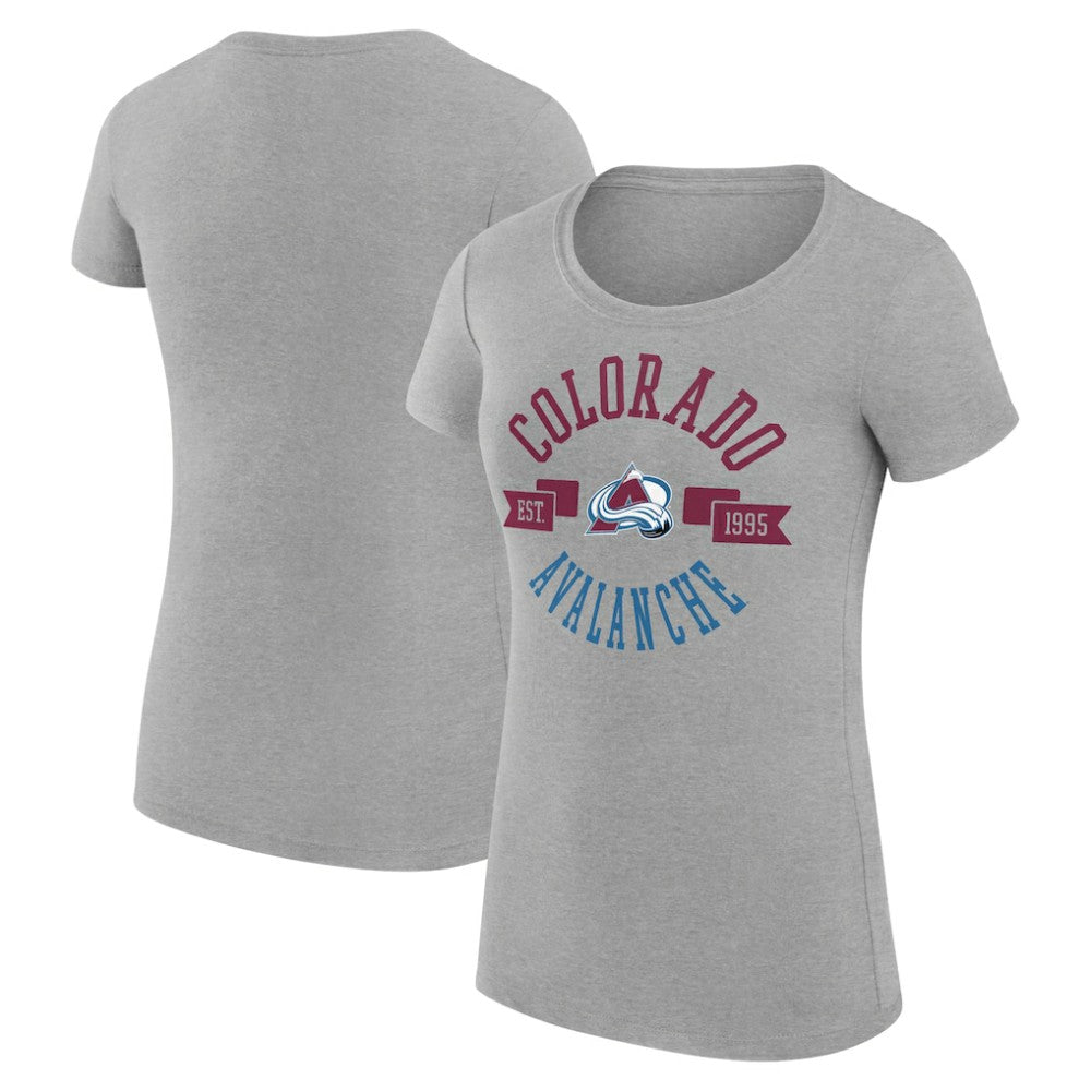 NHL Colorado Avalanche G-III 4Her by Carl Banks Women's Super-Slim Fit Lightweight City Graphic Sport Crewneck T-Shirt - Heather Gray