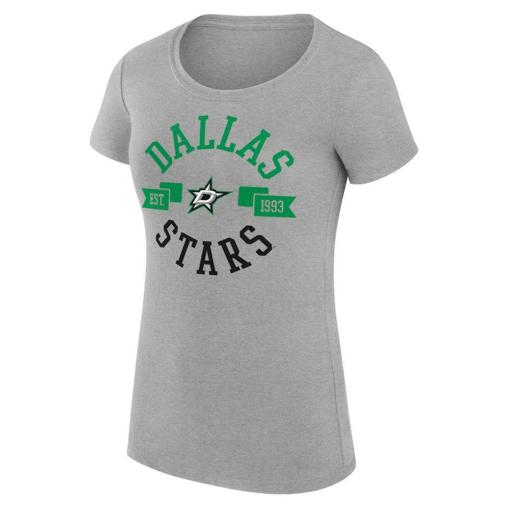 NHL Dallas Stars G-III 4Her by Carl Banks Women's Super-Slim Fit Lightweight City Graphic Sport Crewneck T-Shirt - Heather Gray