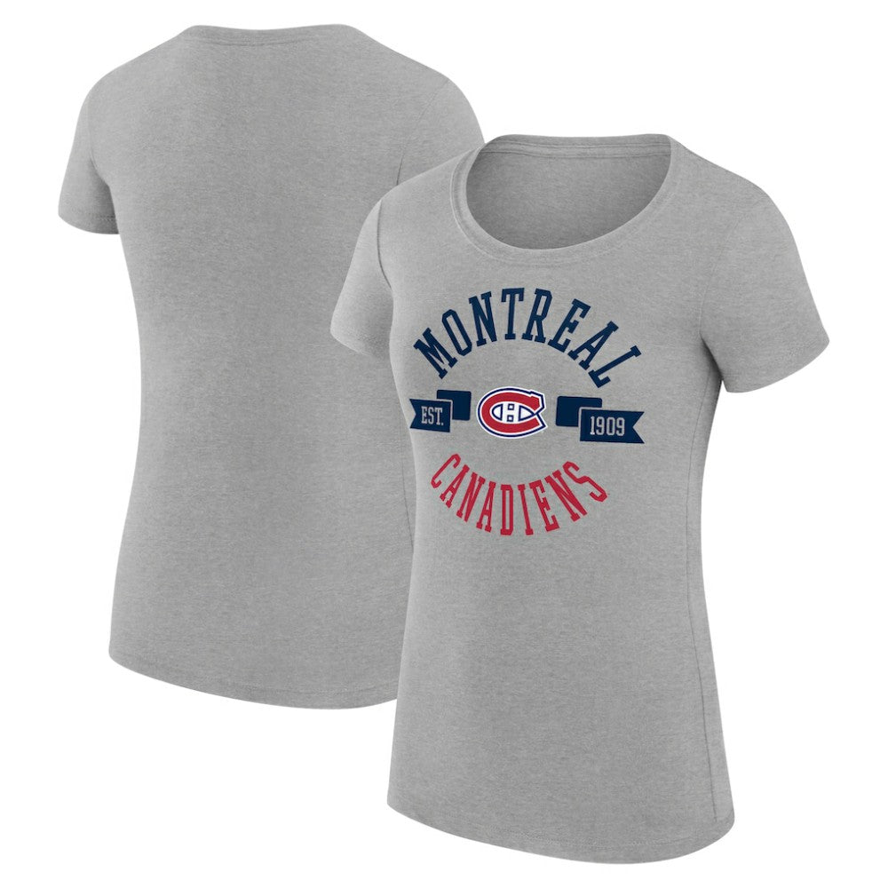 NHL Montreal Canadiens G-III 4Her by Carl Banks Women's Super-Slim Fit Lightweight City Graphic Sport Crewneck T-Shirt - Heather Gray