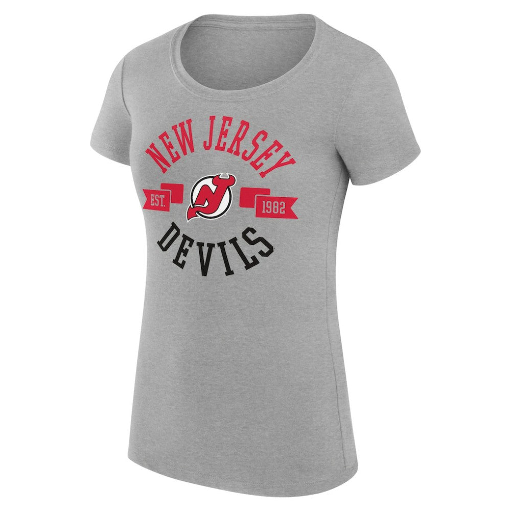 NHL New Jersey Devils G-III 4Her by Carl Banks Women's Super-Slim Fit Lightweight City Graphic Sport Crewneck T-Shirt - Heather Gray