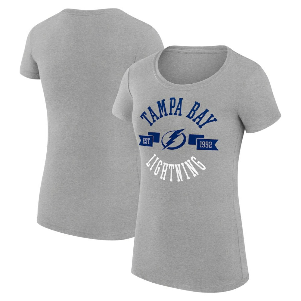 NHL Tampa Bay Lightning G-III 4Her by Carl Banks Women's Super-Slim Fit Lightweight City Graphic Sport Crewneck T-Shirt - Heather Gray