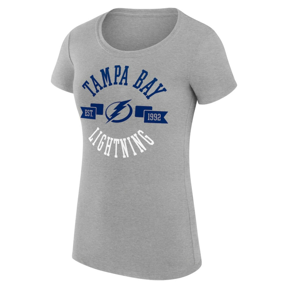 NHL Tampa Bay Lightning G-III 4Her by Carl Banks Women's Super-Slim Fit Lightweight City Graphic Sport Crewneck T-Shirt - Heather Gray