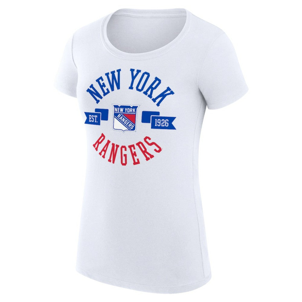 NHL New York Rangers G-III 4Her by Carl Banks Women's Super-Slim Fit Lightweight City Graphic Sport Crewneck T-Shirt - White