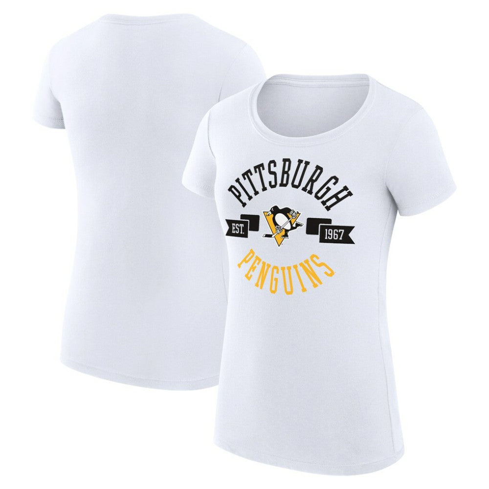 NHL Pittsburgh Penguins G-III 4Her by Carl Banks Women's Super-Slim Fit Lightweight City Graphic Sport Crewneck T-Shirt - White