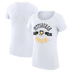 NHL Pittsburgh Penguins G-III 4Her by Carl Banks Women's Super-Slim Fit Lightweight City Graphic Sport Crewneck T-Shirt - White